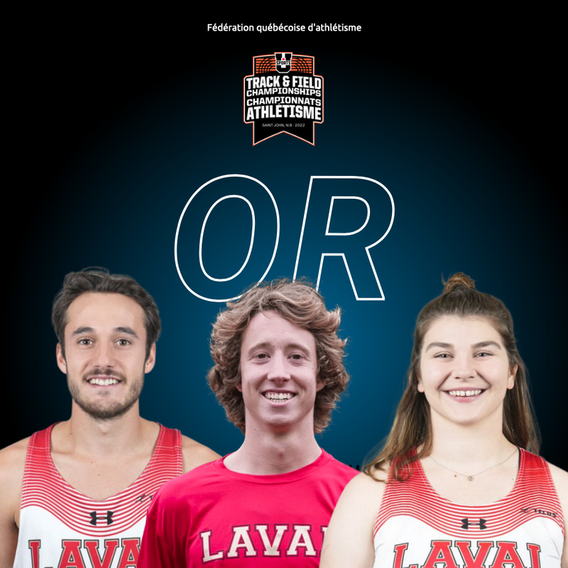 Noémie jeffrey, jean-simon desgagnés et thomas fafard médaillés d’or aux nationaux u sports 2022 à saint john