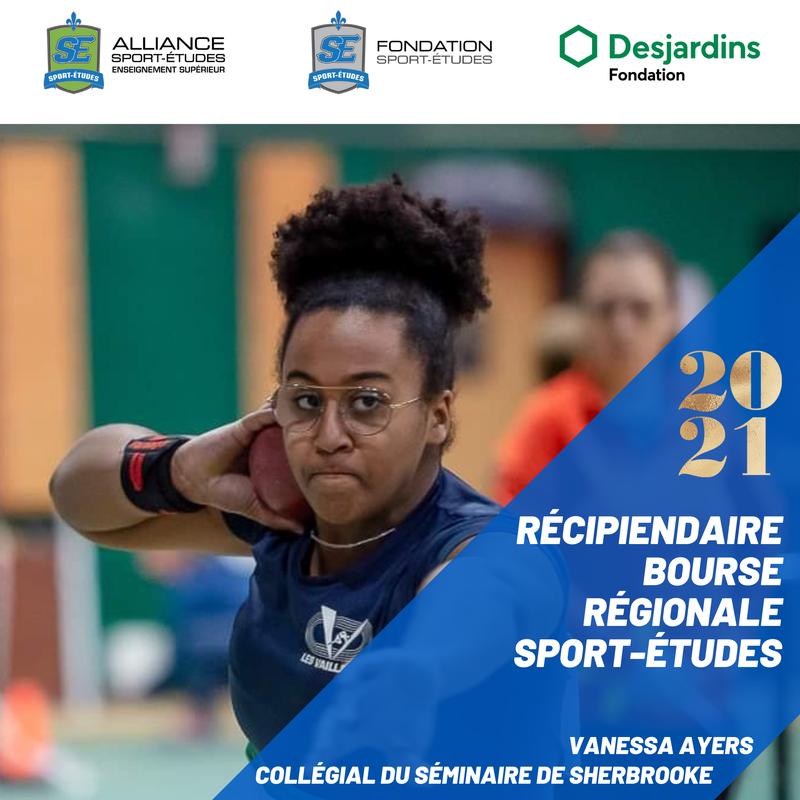 La fondation sport-études souligne la persévérance de vanessa ayers dans le cadre de son programme de bourses sport-études de la fondation desjardins