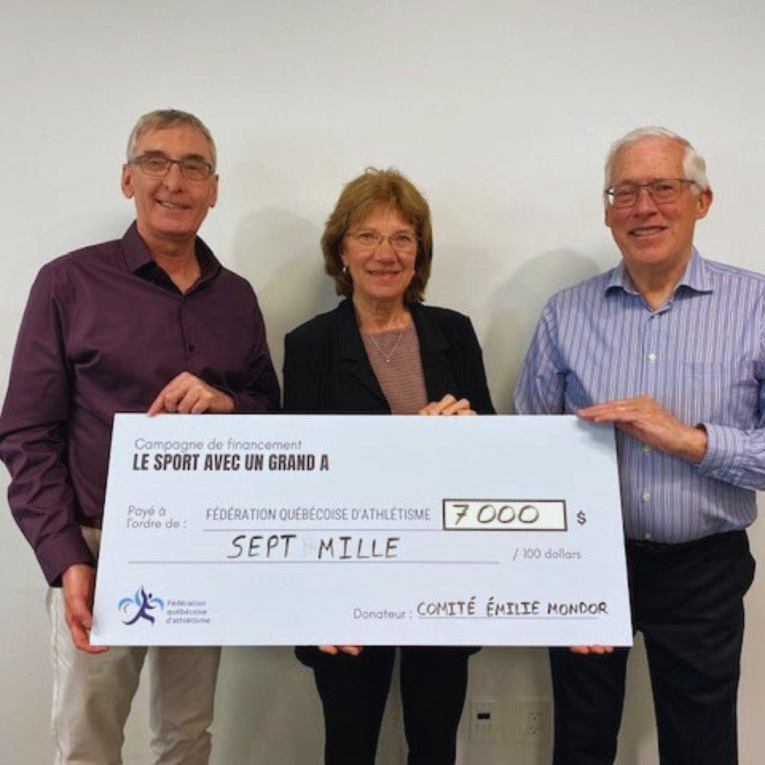 Le comité émilie-mondor soutient la relève en athlétisme avec un chèque de 7000 $